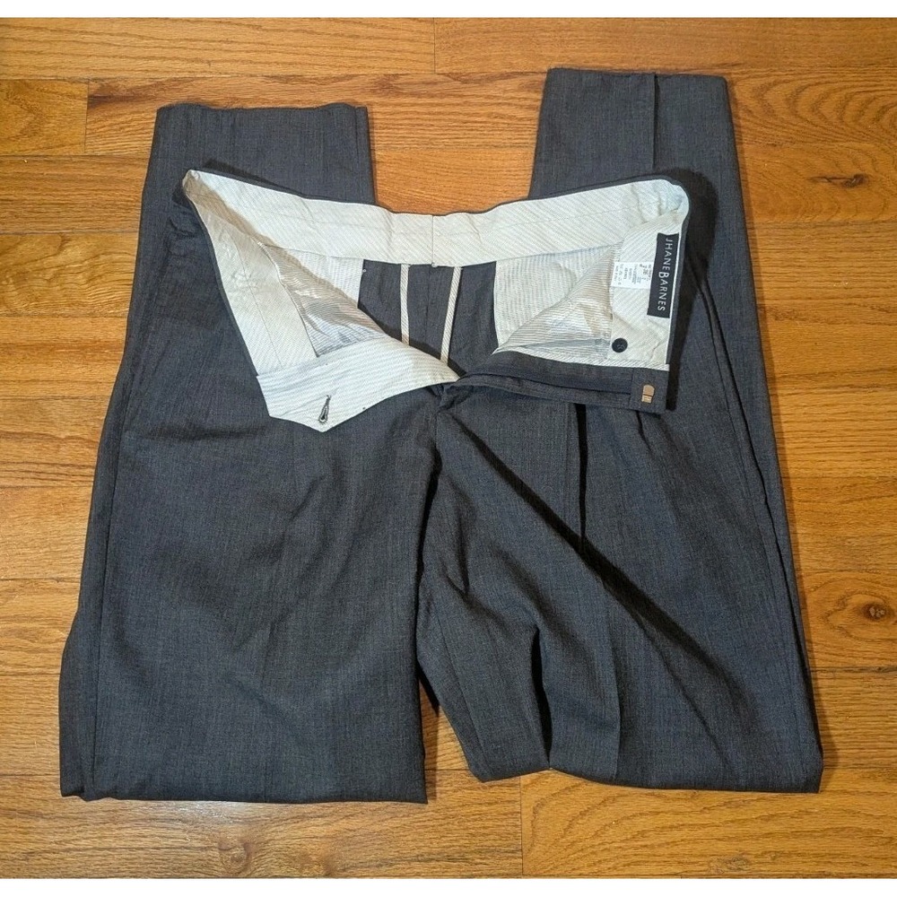 Old Money Italian Wool Pleated Trousers 36x36 JHANE BARNES High Rise Gray